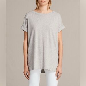 All Saints Women’s Imogene Boy Tee Heather Gray Oversized Shirt- Size Medium